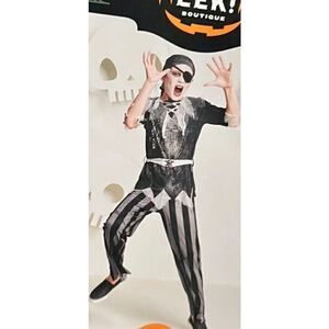 New Hyde & Eek Pirate Eye Patch Scarf Belt Outfit Halloween Costume Boys Medium
